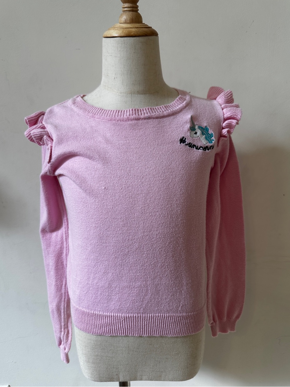Gymboree Pink Ruffle Shoulder Unicorn Sweatershirt